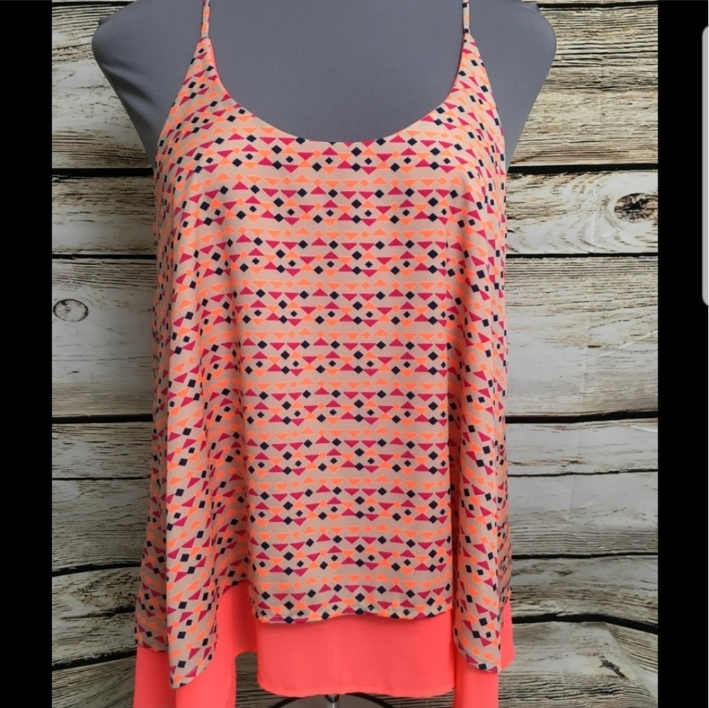Neon Coral Summer Split Back Date Night Top